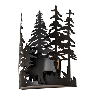 Bear Through The Trees One Light Wall Sconce in Black Satin Wrought Iron (57|241558)