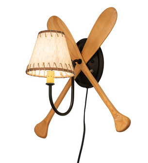 Paddle One Light Wall Sconce in Black Metal,Natural Wood (57|238516)