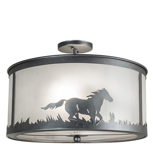 Running Horses Two Light Semi-Flushmount in Blackened Pewter (57|236857)