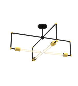 Pronograde Four Light Semi-Flushmount in Flat Black & Brass (57|234205)