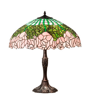Tiffany Cabbage Rose Three Light Table Lamp in Mahogany Bronze (57|232802)