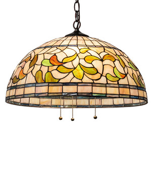Tiffany Turning Leaf Three Light Pendant in Mahogany Bronze (57|232183)