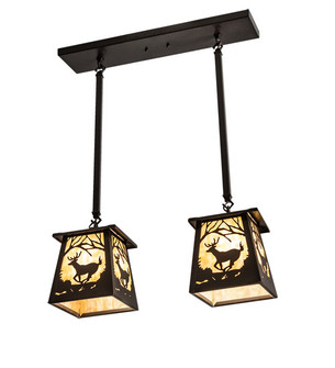 Deer At Dawn Two Light Island Pendant in Bronze (57|231964)