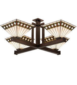 Diamond Band Mission Four Light Pendant in Mahogany Bronze (57|231845)