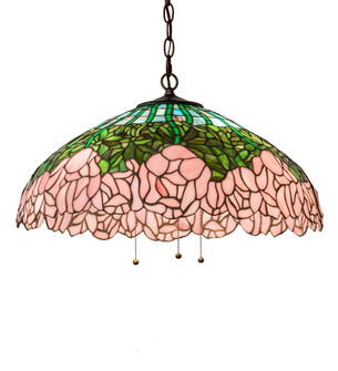 Tiffany Cabbage Rose Three Light Pendant in Mahogany Bronze (57|231113)