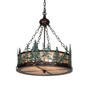 Tall Pines Four Light Pendant in Mahogany Bronze/Green Trees (57|226960)