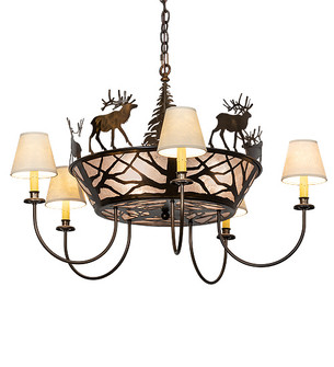 Elk On The Loose Eight Light Chandelier in Antique Copper (57|225914)
