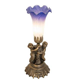 Blue/White Pond Lily One Light Mini Lamp in Antique Brass (57|225850)
