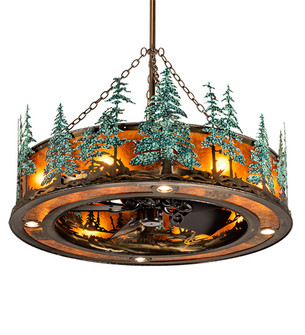 Tall Pines 12 Light Chandel-Air in Antique Copper With Green Trees (57|222081)