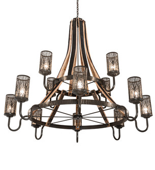 Barrel Stave 12 Light Chandelier in Timeless Bronze/Charred Wood (57|219854)