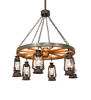 Miners Lantern Six Light Chandelier in Dark Roast (57|219573)