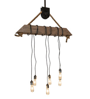 Alva LED Pendant in Textured Black And Old Distressed Wood (57|214186)