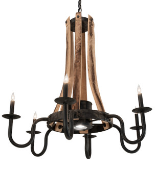 Barrel Stave Seven Light Chandelier in Costello Black And Charred Wood (57|214086)