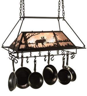 Moose at Lake Three Light Pot Rack in Textured Black (57|210249)