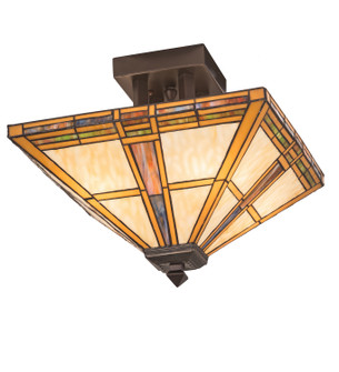 Prairie Straw Four Light Semi-Flushmount in Mahogany Bronze (57|200425)