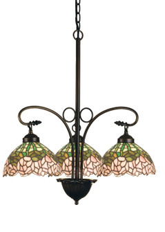 Tiffany Cabbage Rose Three Light Chandelier in Mahogany Bronze (57|19895)