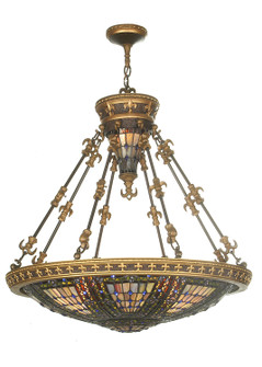 Fleur-De-Lis Six Light Inverted Pendant in Copper Vein And Nu Gold (57|19808)