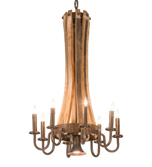 Barrel Stave Nine Light Chandelier in Natural Wood,Mahogany Bronze (57|197593)