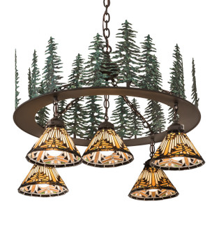 Nuevo Mission Five Light Chandelier in Natural Wood,Mahogany Bronze (57|197163)
