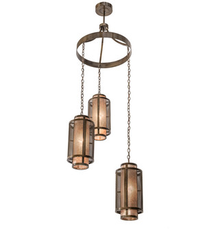 Cilindro Three Light Chandelier in Antique Hammered Gold (57|196544)