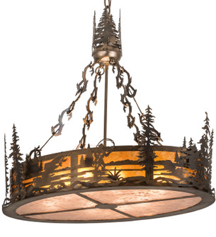 Fly Fisherman Eight Light Pendant in Antique Copper (57|194615)