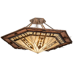 Sonoma Six Light Flushmount in Vintage Copper,Natural Wood (57|191544)