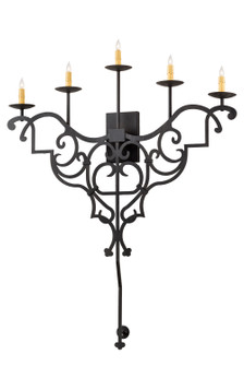 Fleur De Lys Five Light Wall Sconce in Black Metal (57|189167)