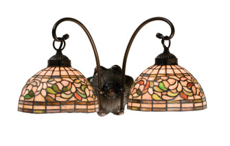 Tiffany Turning Leaf Two Light Wall Sconce in Rust,Wrought Iron (57|18717)