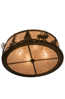 Elk At Dusk Four Light Flushmount in Antique Copper (57|185968)