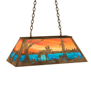 Moose At Lake Six Light Pendant in Antique Copper (57|183255)