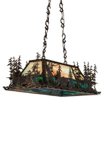 Moose Through The Trees Six Light Oblong Pendant in Dark Burnished Antique Copper (57|178862)