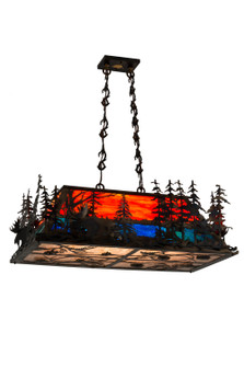 Moose Through The Trees Six Light Oblong Pendant in Antique Copper,Burnished (57|177434)