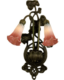 Pink/White Pond Lily Two Light Wall Sconce in Mahogany Bronze (57|17616)