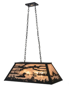 Leaping Trout & Loon Six Light Oblong Pendant in Textured Black (57|172280)