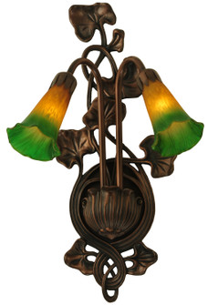 Amber/Green Pond Lily Two Light Wall Sconce in Mahogany Bronze (57|16573)