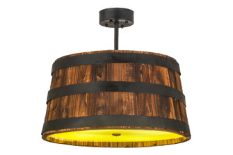 Whiskey Barrel Four Light Pendant in Black Metal,Natural Wood (57|161073)