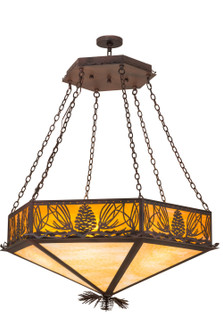 Mountain Pine Six Light Inverted Pendant in Wrought Iron On Rust (57|160953)