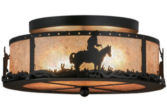 Cowboy & Steer Two Light Flushmount in Textured Black (57|158522)