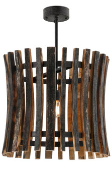 Barrel Stave One Light Pendant in Black Metal,Natural Wood (57|157547)