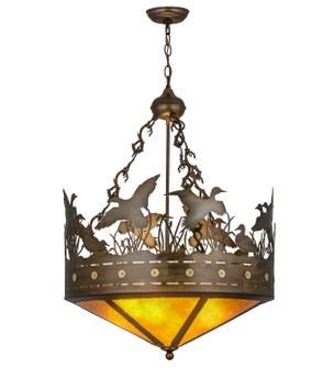 Ducks In Flight Four Light Inverted Pendant in Antique Copper (57|155789)