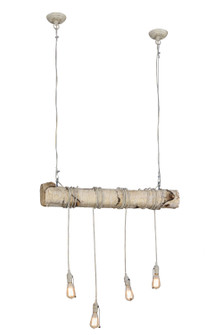 Hounds Tooth Four Light Island Pendant in Black Metal,Natural Wood (57|155182)