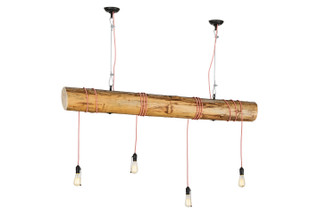 Hounds Tooth Four Light Island Pendant in Black Metal,Steel,Natural Wood (57|152205)