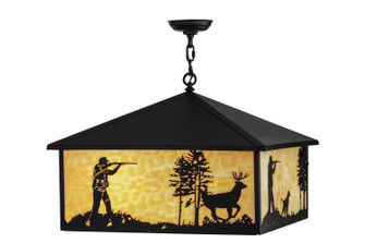 Quail & Deer Hunter Four Light Pendant in Black Metal (57|150874)