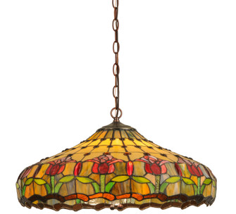 Colonial Tulip Three Light Pendant in Mahogany Bronze (57|148431)