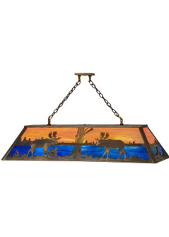 Moose At Lake Six Light Oblong Pendant in Antique Copper (57|145695)