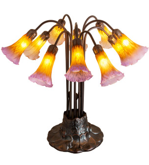 Amber/Purple Pond Lily Ten Light Table Lamp in Mahogany Bronze (57|14429)
