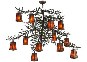 Pine Branch 12 Light Chandelier in Timeless Bronze, Cafe Noir & Green Needles (57|143845)