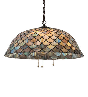 Tiffany Fishscale Three Light Pendant in Mahogany Bronze (57|142653)