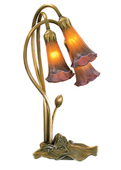 Amber/Purple Pond Lily Three Light Accent Lamp in Mahogany Bronze (57|13674)
