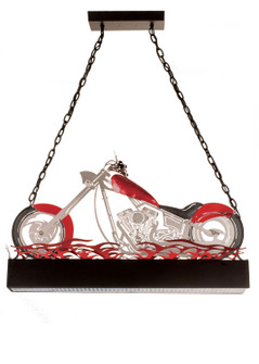 Motorcycle Two Light Island Pendant in Black, Red & Nickel (57|13588)